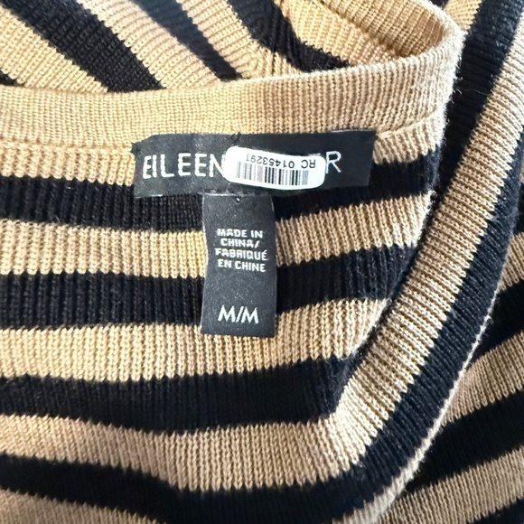 Eileen Fisher System Striped Sweater Top SZ Medium Fall Winter Goblincore Ribbed - Picture 5 of 6